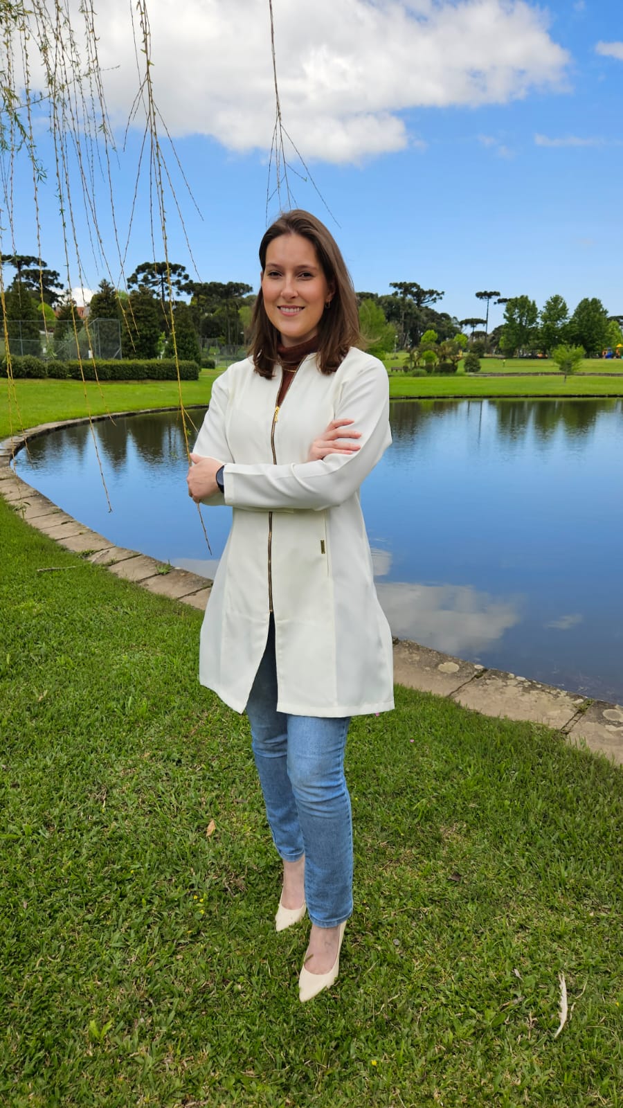 Jaleco em Oxford amarelo claro