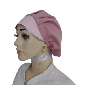 Touca Rose em oxford com cetim rose ref. 2024