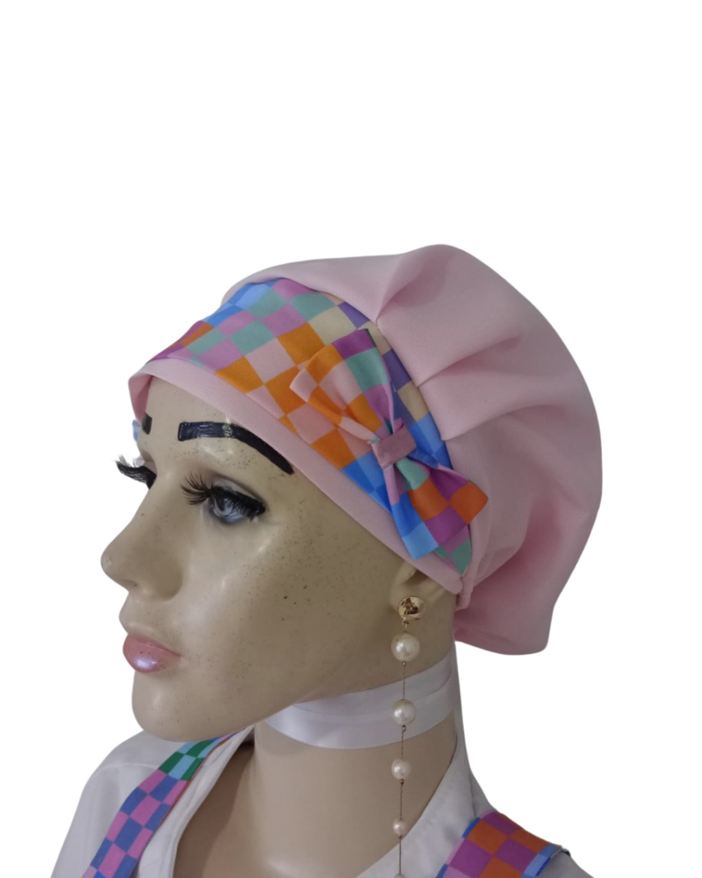 Touca em Oxford Rosa  Ref.2030