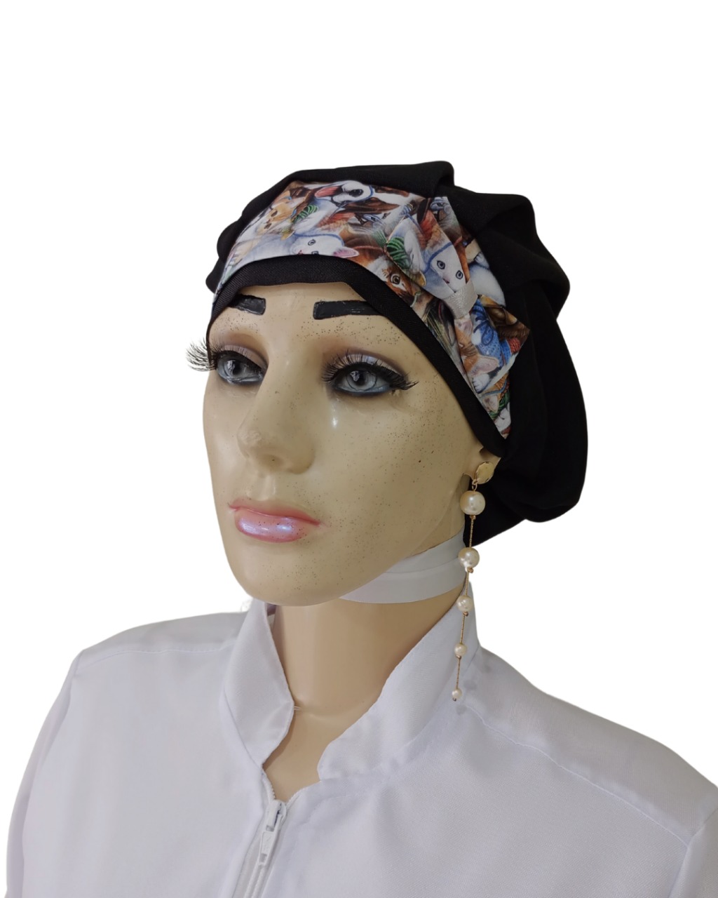 Touca Preta em oxford ref. 2046